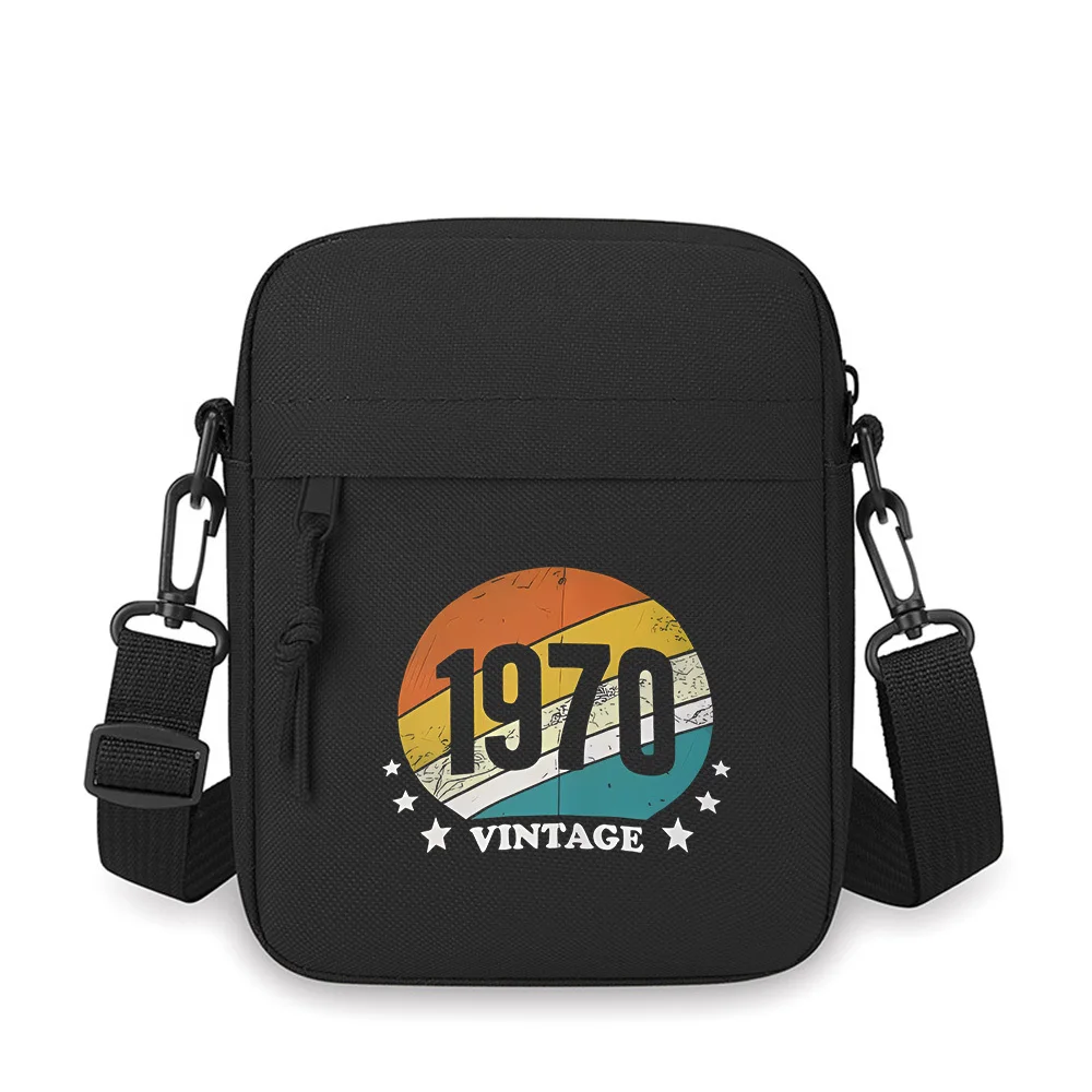 

Vintage 1970 retro design round badge Men Crossbody Bag Single Shoulder Women Cartoon Anime Film Printing Design Unisex