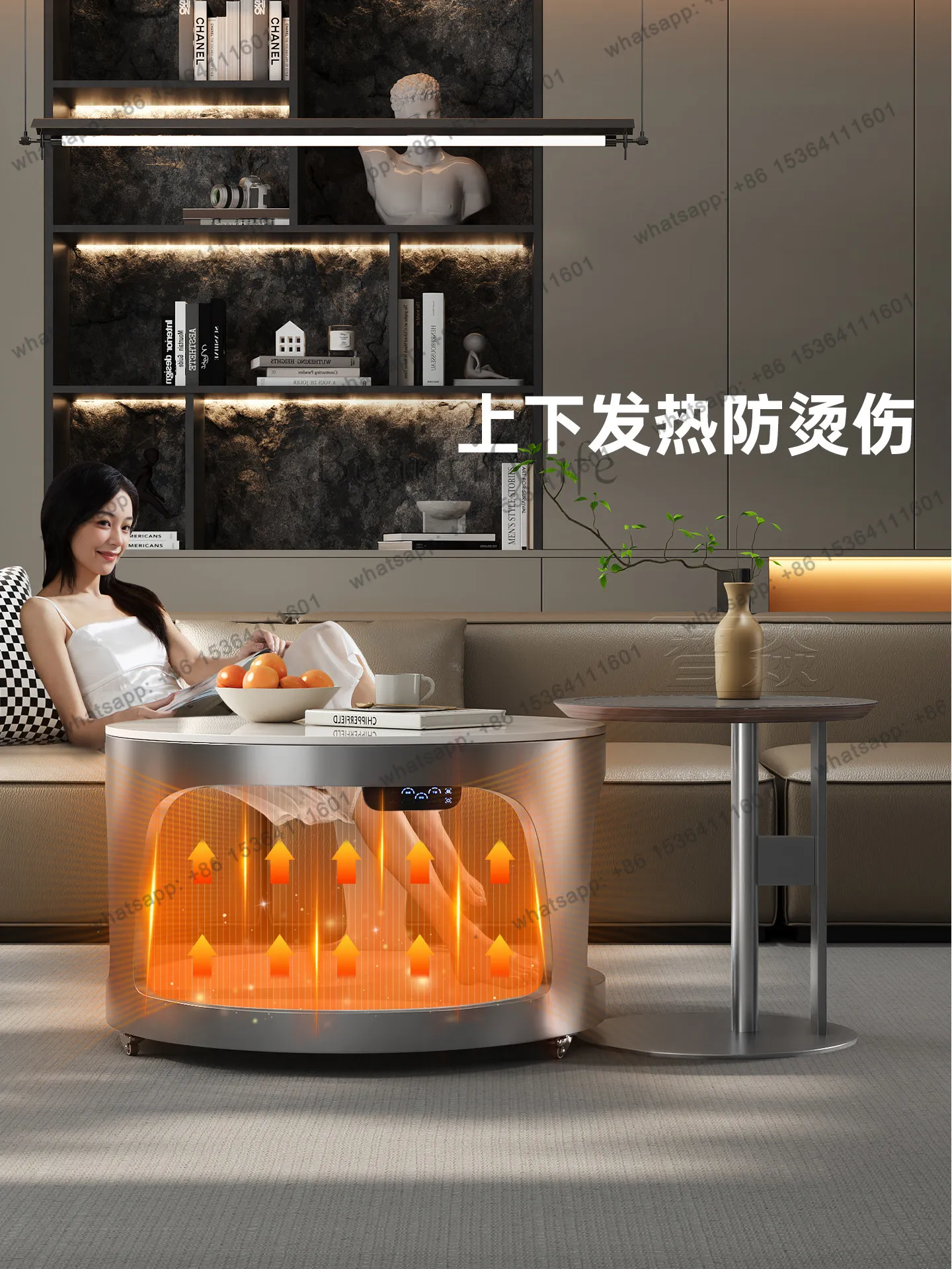 2025 new electric heating table round tea table multi-functional electric baking table