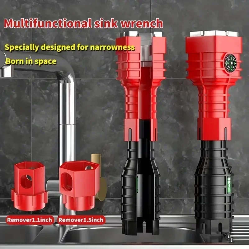 

24/18/8 Multifunction Faucet and Sink Installer Tool Faucet Wrench Tool Plumbing Tool Water Pipe Spanner for Kitchen Bathroom