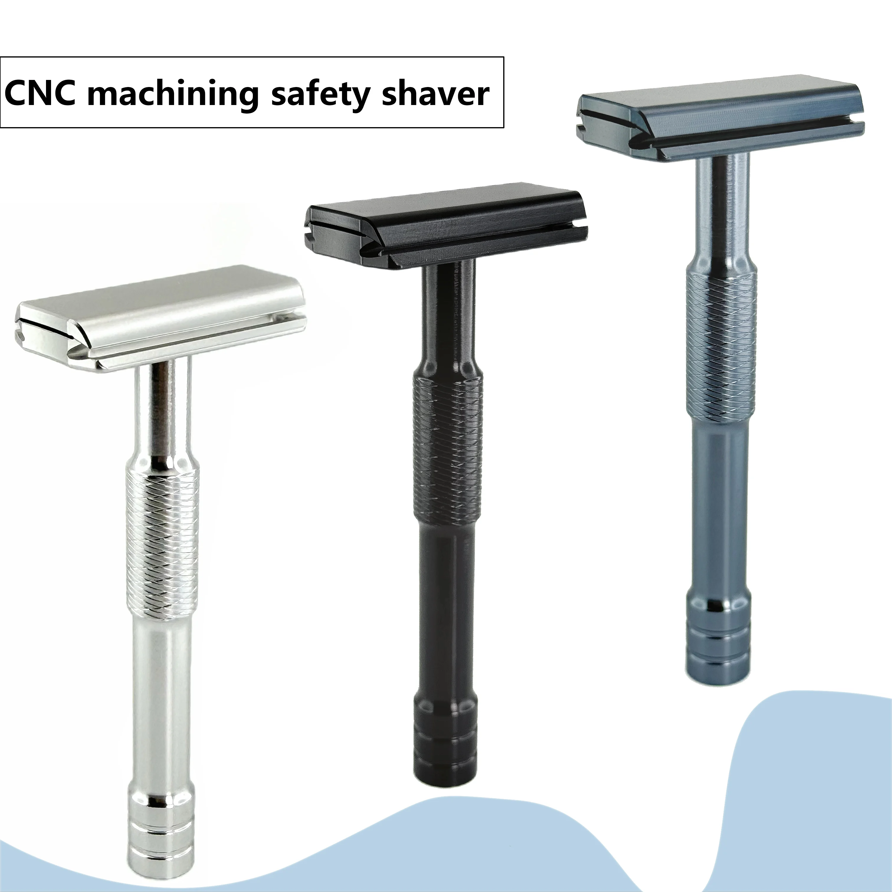 KAMPFE CNC Processed Safety  Aluminum Shaving Old fashioned Razor with 5 Replacement Blades Gift for men