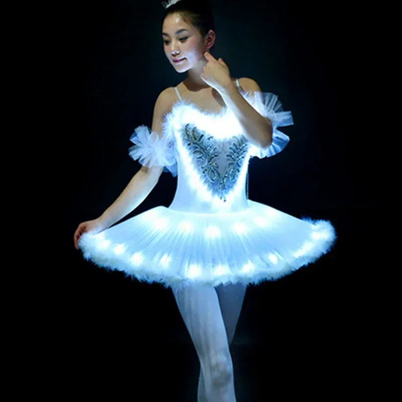 Professional Ballet Tutus LED Dance Clothes Swan Lake Adult Ballet Tutu Skirt Women Ballerina Dress For Girls Party