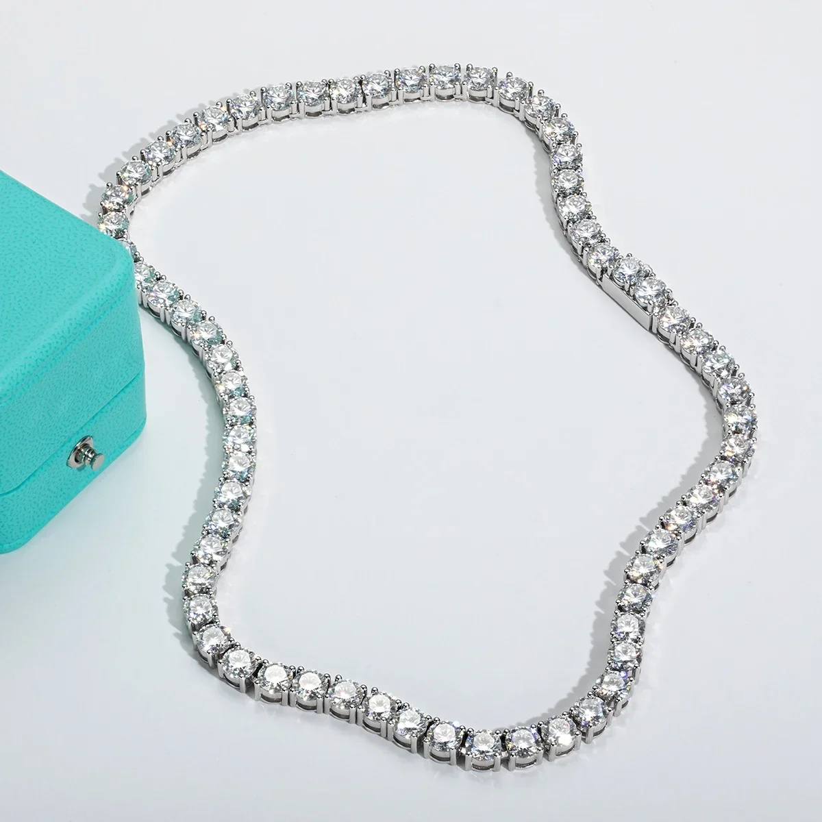FCGJHW 6.5mm 66cttw D Moissanite Diamond Tennis Chain Necklace S925 Sterling Silver 18K Gold Plated Neckalces Jewelry 2026