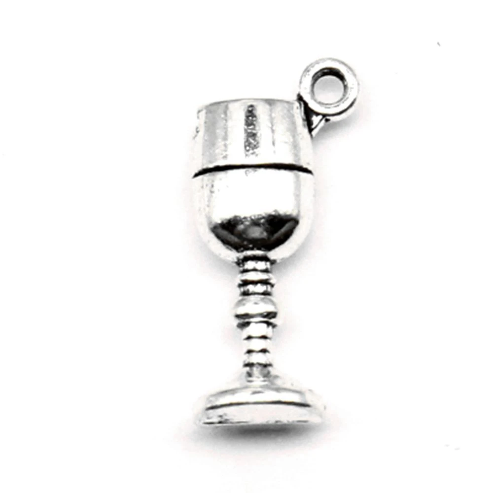 10pcs 9x20mm Wine Glasses Charms Pendant For Necklace Art Crafts Diy Fashion Jewellery Antique Silver Color