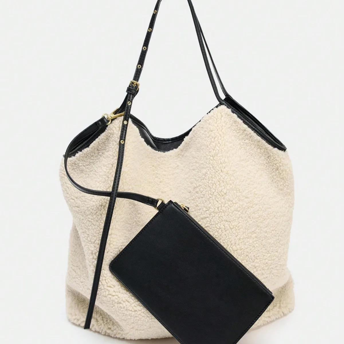 Bolso de mano de lana de cordero a la moda para mujer, bolso de hombro de piel de gran capacidad, bolsos de diseñador de doble cara para mujer, bolso de compras de felpa