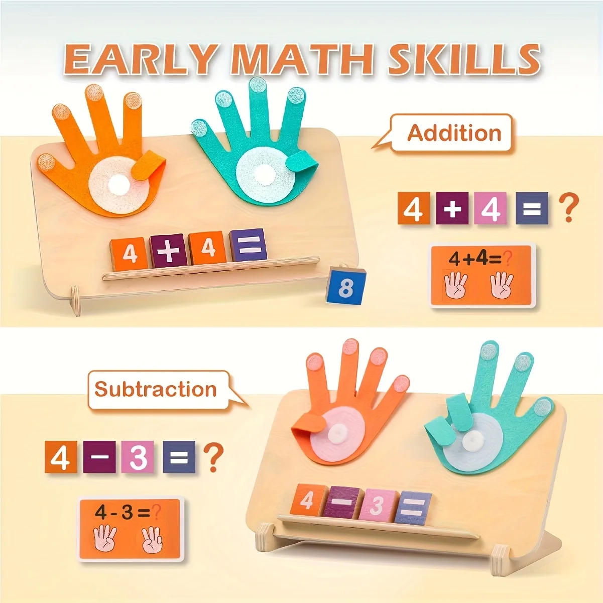 

Montessori double-sided math board upgraded version 13 wooden number arithmetic toys with 10 cards