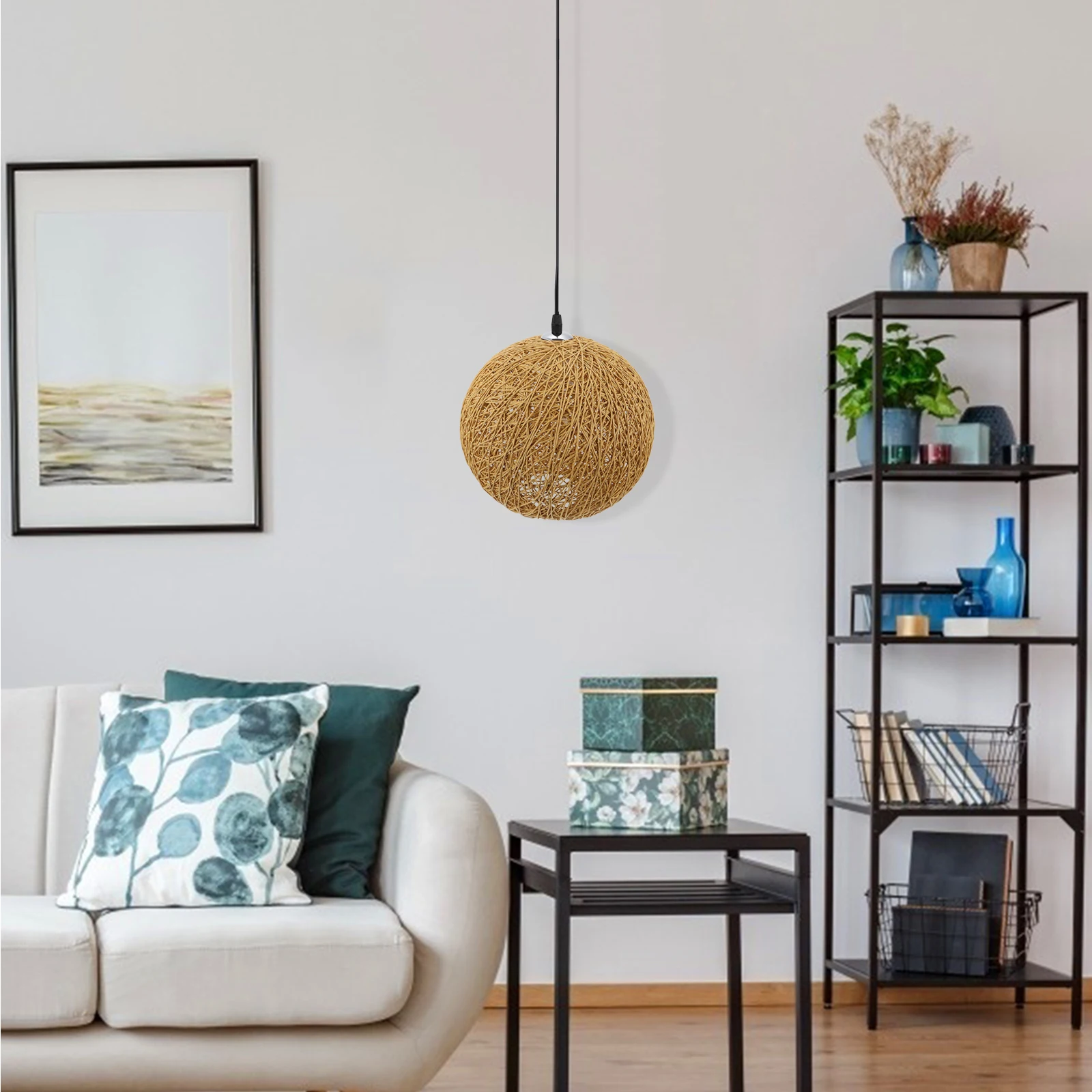 

1Pcs Rattan Chandelier Cover Durable Woven Ceiling Lamp Shade Rustic Hanging Light Decorative Pendant for Restaurant Home Cafe