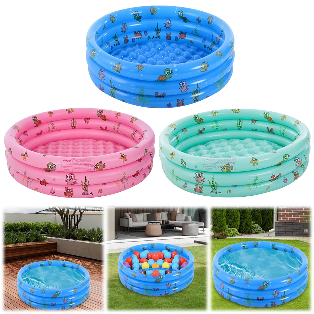 Inflatable Swimming Pool Blow-Up Pool PVC Thickened Swim Pool 51.2x13.7in Kids Inflatable Pool for Outdoor Garden Backyard