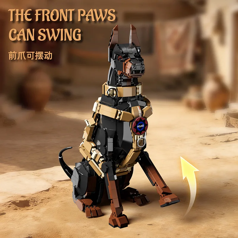 

Набор для сборки 3D-модели собаки-полицейского добермана из 1376 деталей, конструктор, развивающая игрушка, подарок для детей, 33132