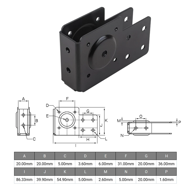 Axe Z Openbuilds pour imprimante 3D, actionneur linéaire, plaque de montage d'extrémité, fente 2040 V, table market, plaque de jonction pour pièces d'imprimante 3D