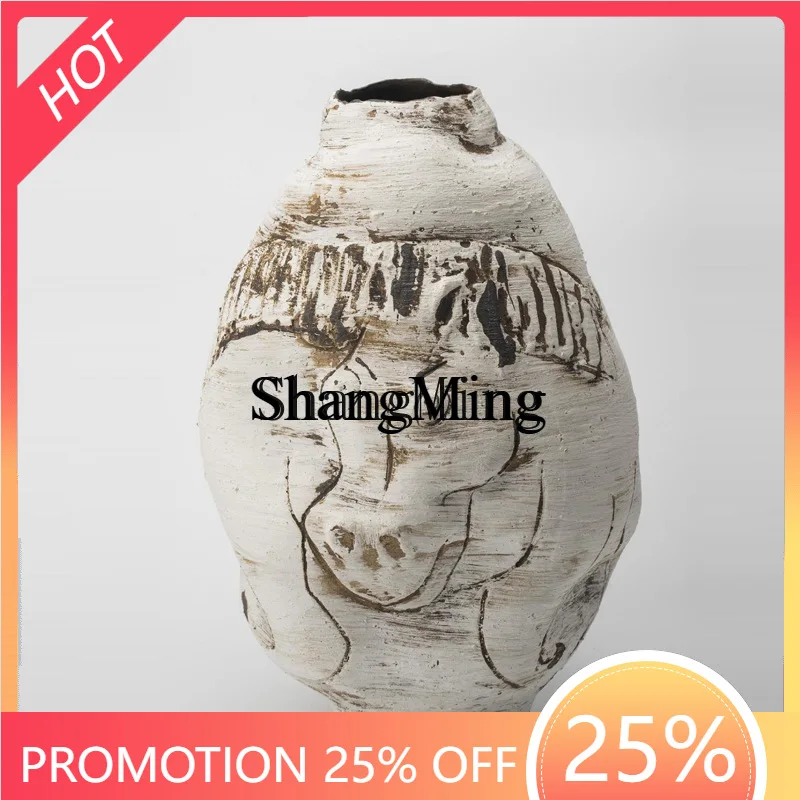 SM-jarrón de cerámica de caballo pintado a mano, modelo de adorno para habitación, oficina de ventas, adorno de arreglo floral para alojamiento en familia