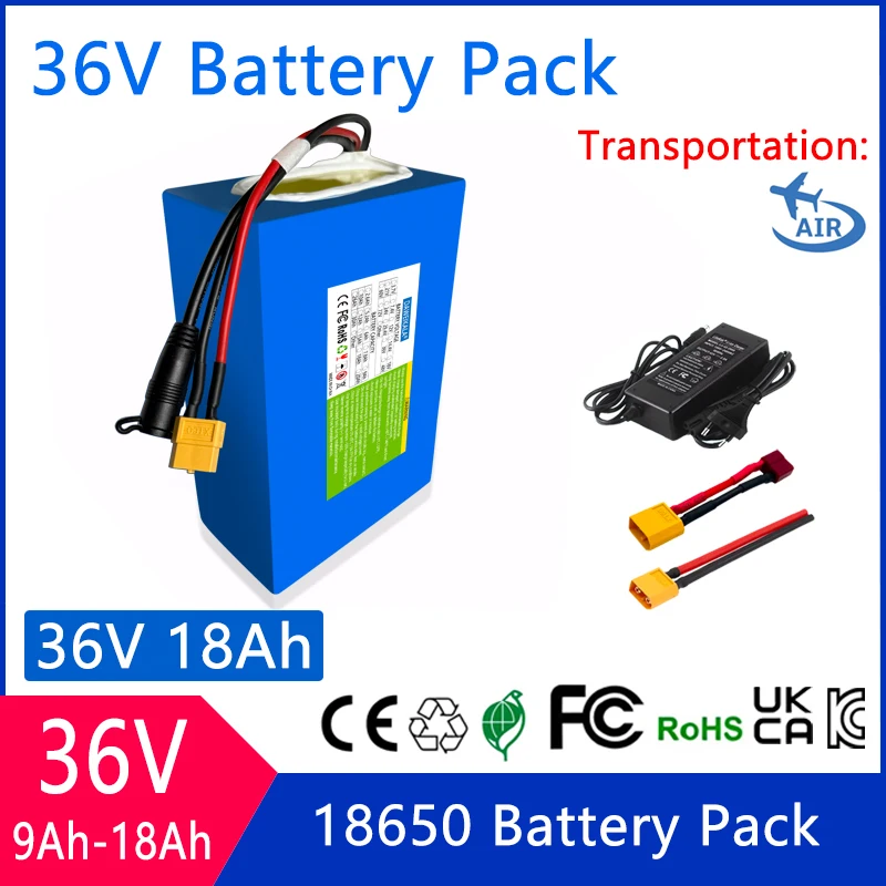 

36V 18AH 15AH 12AH 9AH Rechargeable Lithium Battery Pack 100-2000W Electric Motorcycle Scooter Bicycle with BMS Battery Pack