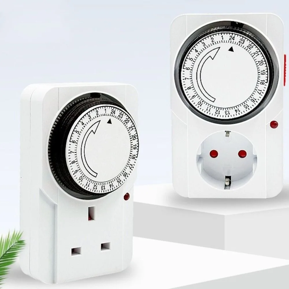 2/3-Pin Plug Energy Saving Timer Socket 15 Minutes Intervals High Power Support Timer Plug Energy Efficient