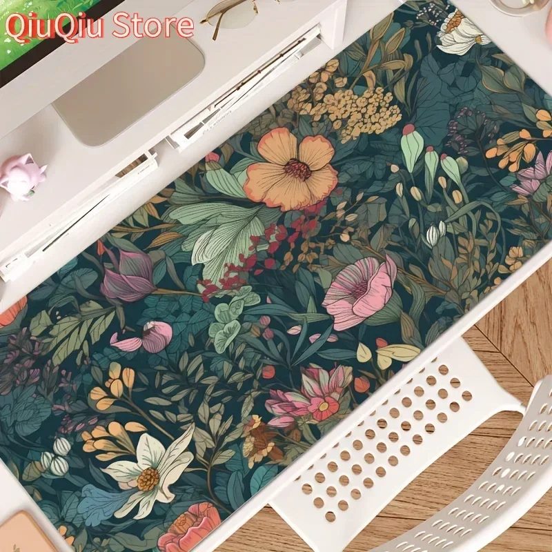 

Flower Plant Mouse Pad Game Computer Large Mousepad XXL Retro Desk Mat Wildflower Keyboard Soft Natural Rubber Non-slip Carpet