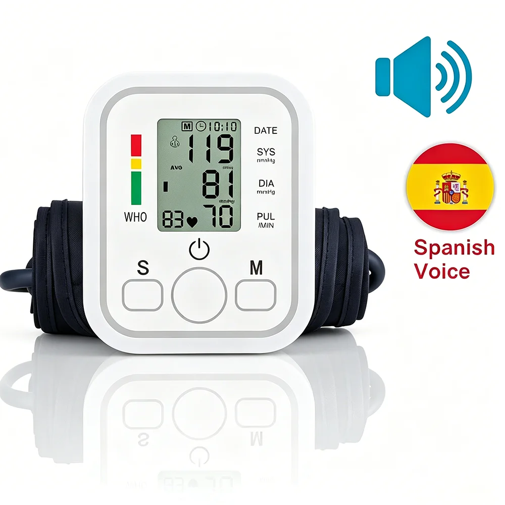 Monitor de Pressão Arterial de Braço Automático Profissional Médico Portátil Tonometrô Digital Tensiômetro Monitor de Frequência Cardíaca com Braçadeira 36