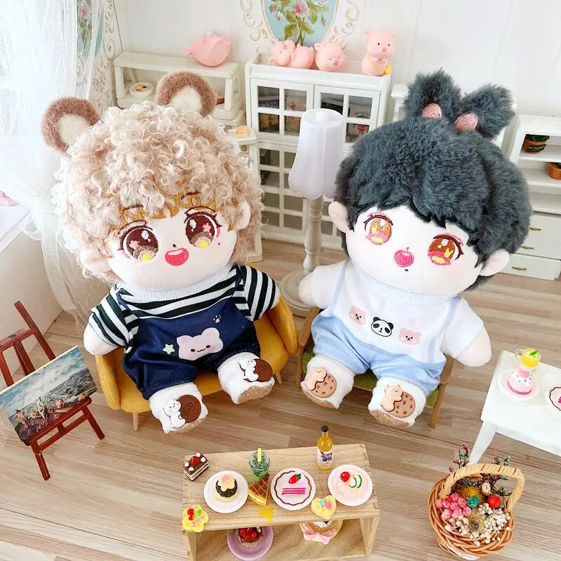 20cm Cute Idol Boy Doll Kawaii Stuffed Soft Cotton Plush Doll with Clothes for Girls Fans Collection Gifts Anime Game Periphery