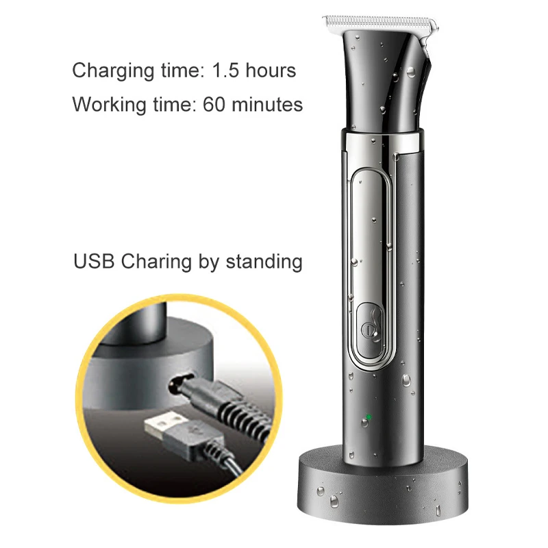 5 in 1 Kit Rechargeable Men's Shaving Set Back Razor Shaver Groomer Foldable Telescopic Rod Nose Hair Trimmer Back Shaver Handle