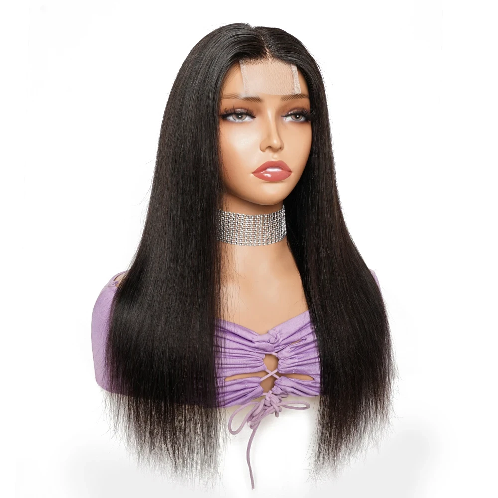 2x6 Transparent Lace Closure Wig Bone Straight Human Hair Wig For Women Put And Go Brazilian Remy Hair Wigs 12-22In