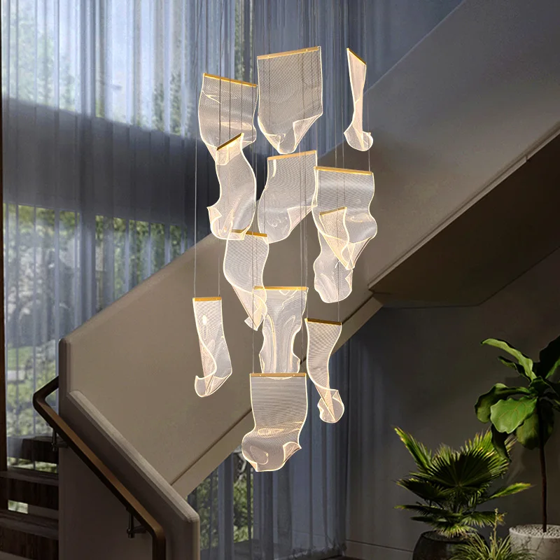 

Nordic Modern LED Ceiling Chandelier for Loft/Living Room/Villa Lighting Decoration Home Pendant Gold Acrylic Lamp