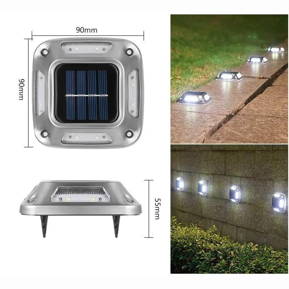 8 Led مصباح للطاقة الشمسية مربع الفولاذ المقاوم للصدأ في الهواء الطلق أضواء أرضية مقاومة للماء لزراة الرصيف حديقة مسار ساحة ماركر الخفيفة #2