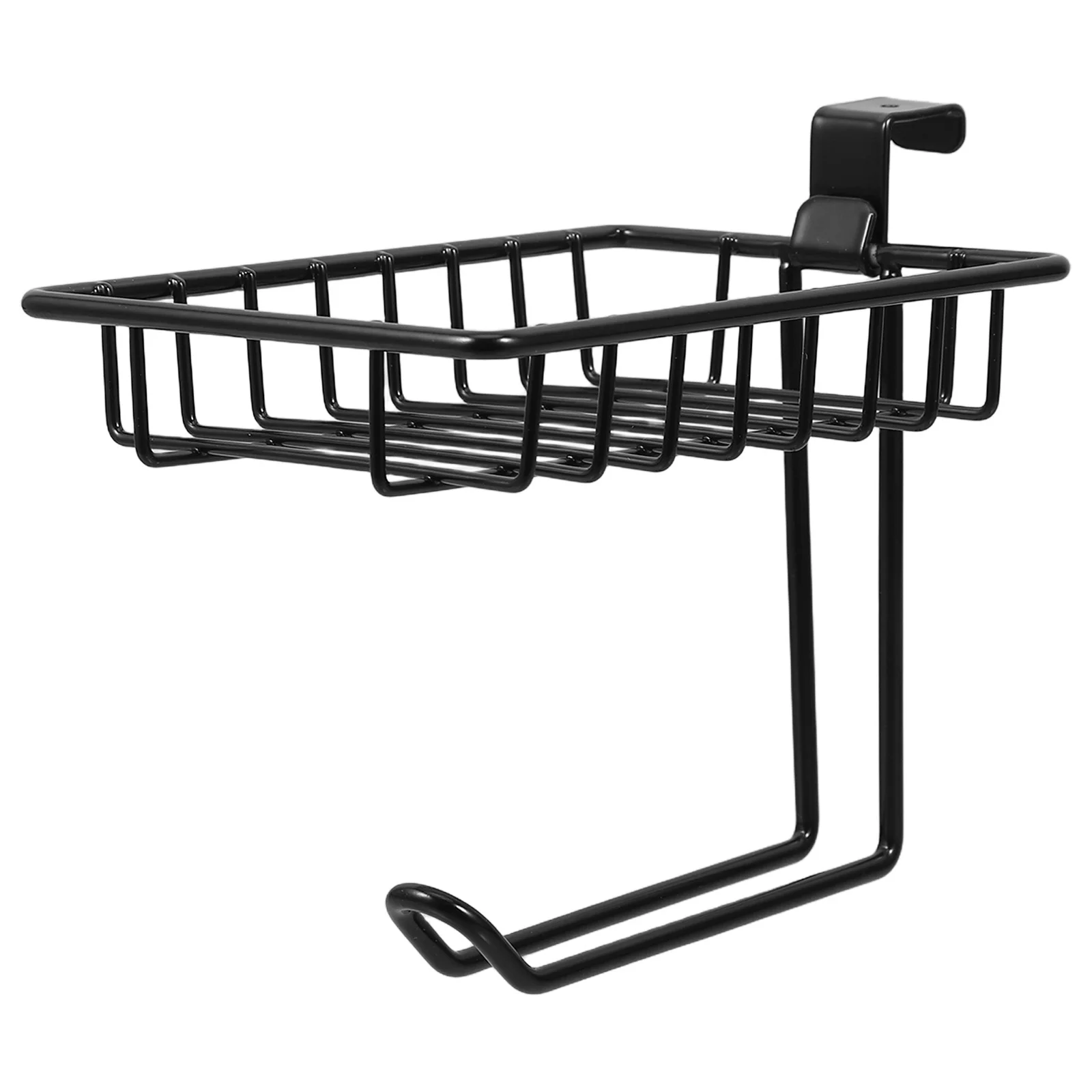 

Bathroom Toilet Paper Holder Black Metal Over Toilet Storage Shelf Wall Mounted Tissue Organizer Dual Layer Roll Holder