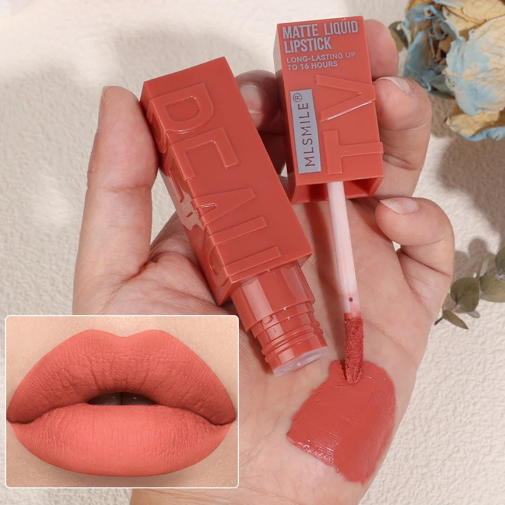 Long Lasting Velvet Matte Lip Gloss 6 Colors Waterproof Non-stick Cup Sexy Nude Red Pink Liquid Lipstick Lips Makeup Cosmetic