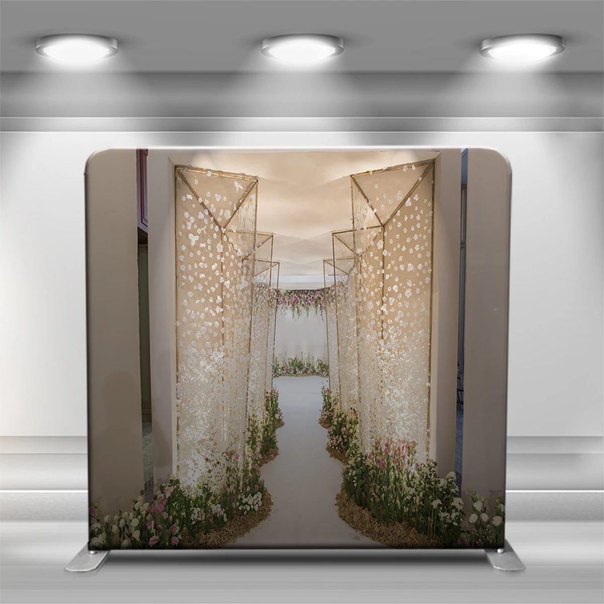 Wonderful 10 '8' Aluminum Tube Display Fancy Floral Print Quick Set Wedding Event Background Stand