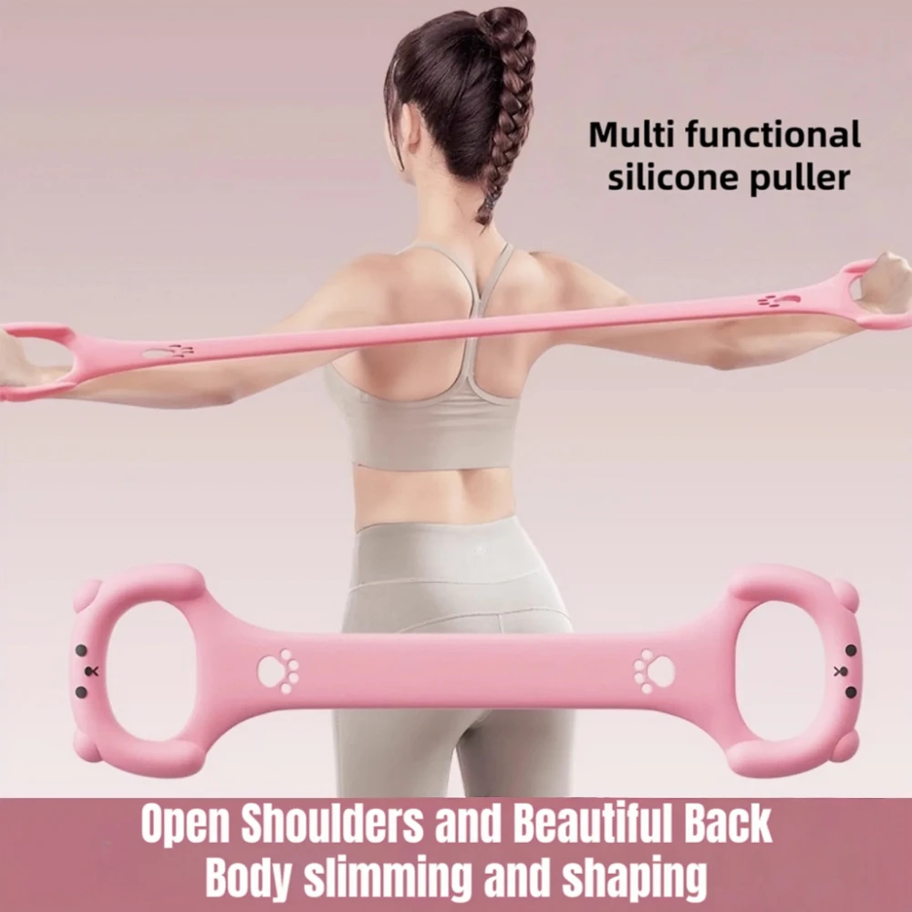8-character Tension Rope Female Open Back Training Shoulder Thin Back Fitness Equipment Home Yoga Stretching Elastic Rope