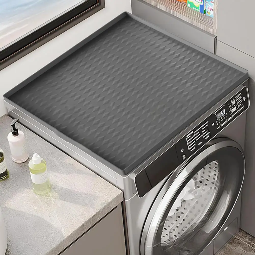 Silicone Washer Dryer Cover Stain-resistant Washing Machine Pad Stain-Resistant Silicone Easy to Clean Protector Mat for Laundry