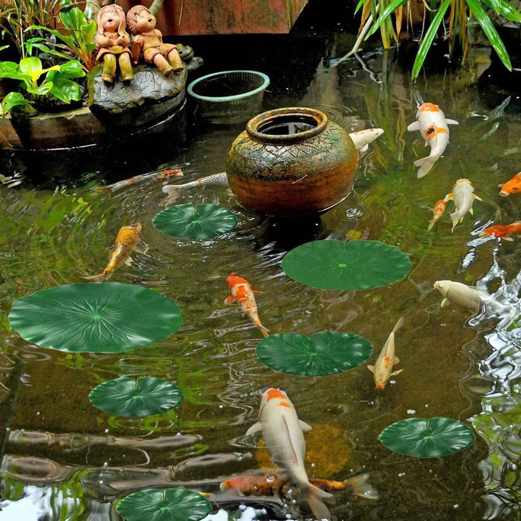ABGG-45 Pieces 5 Kinds Artificial Floating Foam Lotus Leaves Lily Pads Fake Foliage Pond Decor For Pool Aquarium Decoration