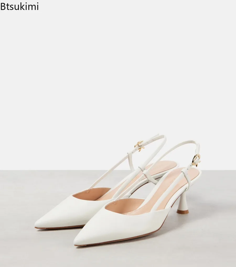 

2025 Pointed Toe Shallow Back Strap Pumps Back Strap Stiletto Fashion Single Sandals Women's Summer Shoes Sandalias Mujer Verano