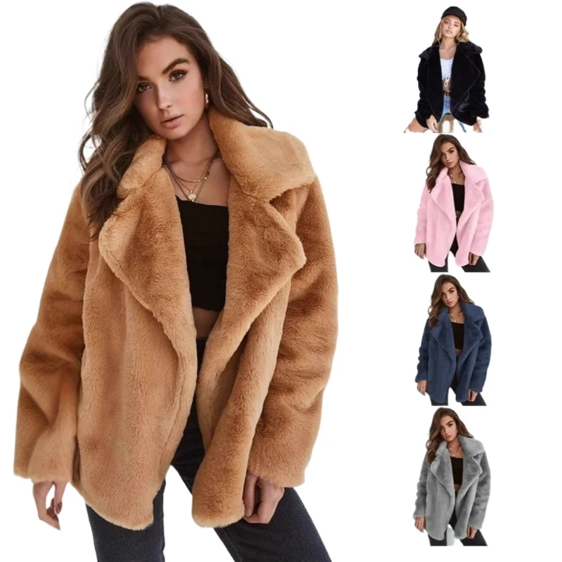 ZXRYXGS 2025 الخريف والشتاء تقليد قضاعة الأرنب معطف الفرو موضة أنيقة التلبيب منتصف طويلة جاكيتات معطف الفرو الملابس النسائية #6