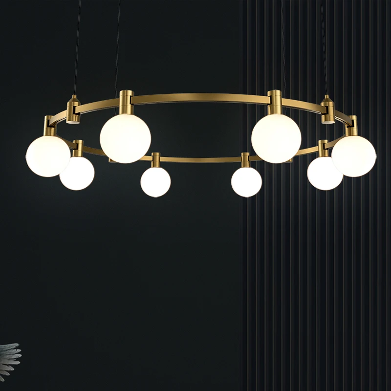 Hotel Luxury Lighting Brass Acrylic Chandelier Led Gold Vintage Metal Multi-head Lamp Ceiling Light Adjustable Height Chandelier