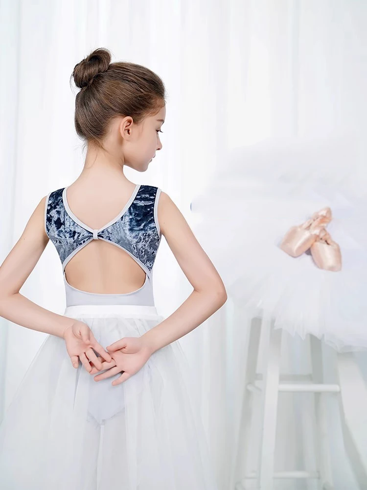 Justaucorps de Ballet en dentelle pour filles col montant dos creux justaucorps de gymnastique en coton justaucorps de danse pour enfants