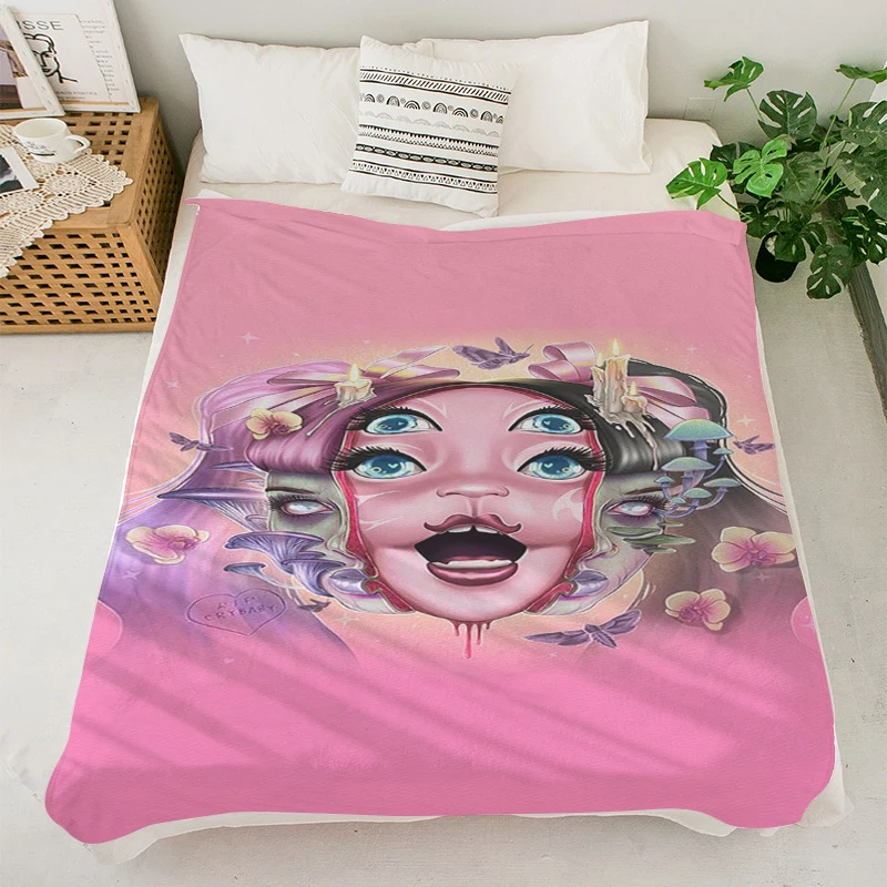 Fluffy Soft Blankets S-Melanine Martinezs  Blanket Decorative Sofa Blanket Microfiber Warm Blanket Custom Camping Anime Blankets