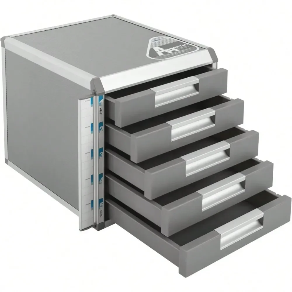 

LOYALHEARTDYBTG 5 Layers Desktop Drawer Organizer W Lock 141312 Storage File Boxes Portable 5 Drawers Compartments W Labels Alu