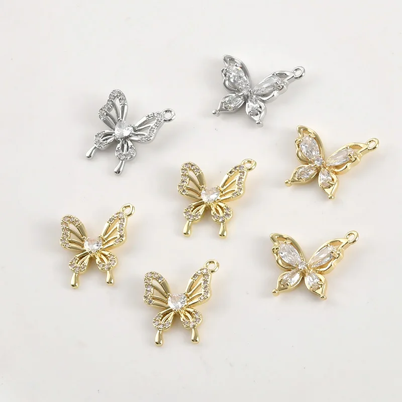 

Подвеска-бабочка из настоящего золота 14 карат с инкрустацией цирконами, сохраняющая цвет, для самостоятельного изготовления браслетов, ожерелий и ювелирных украшений