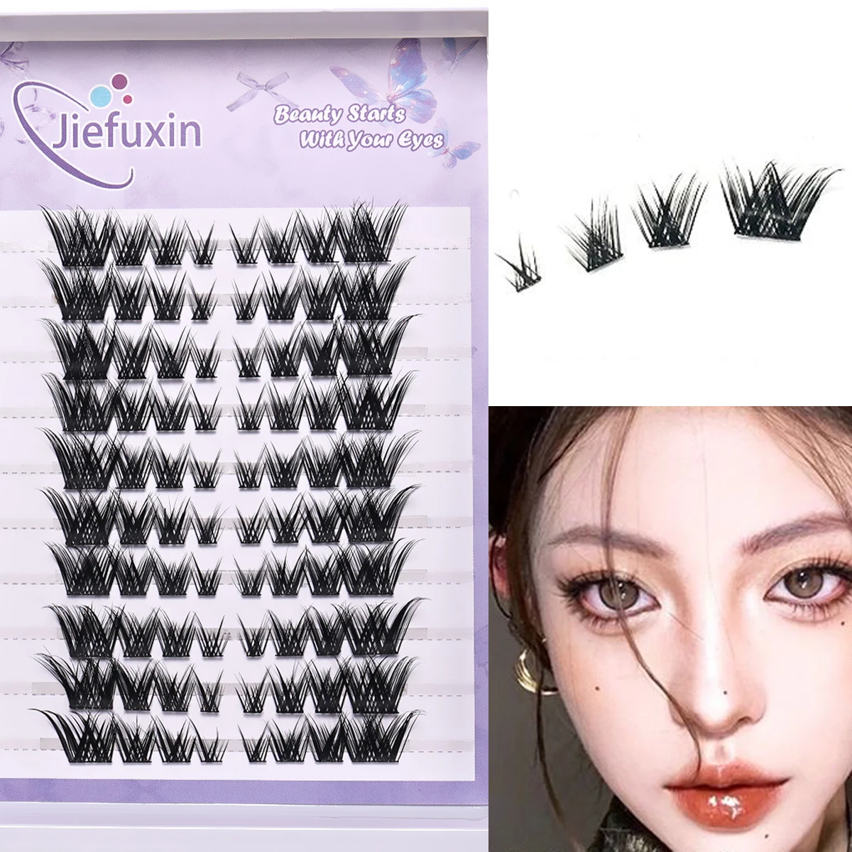 10Rows Manga Cluster Lashes Large Capacity Individual Eyelashes Women Fox Eye Lash Clusters