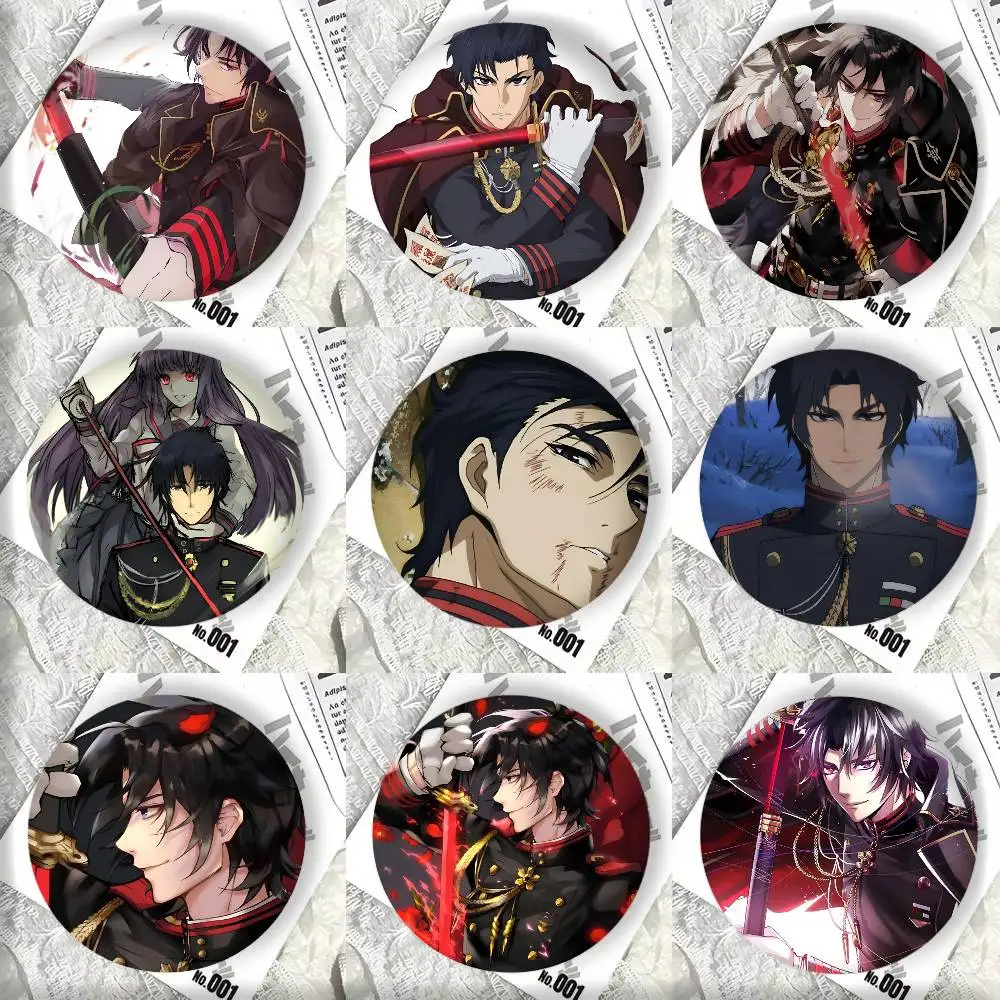 Classic Anime S-Seraph of the End Guren Ichinose Badge Tinplate Round Laser Brooch Clothes Backpack Accessories Lapel