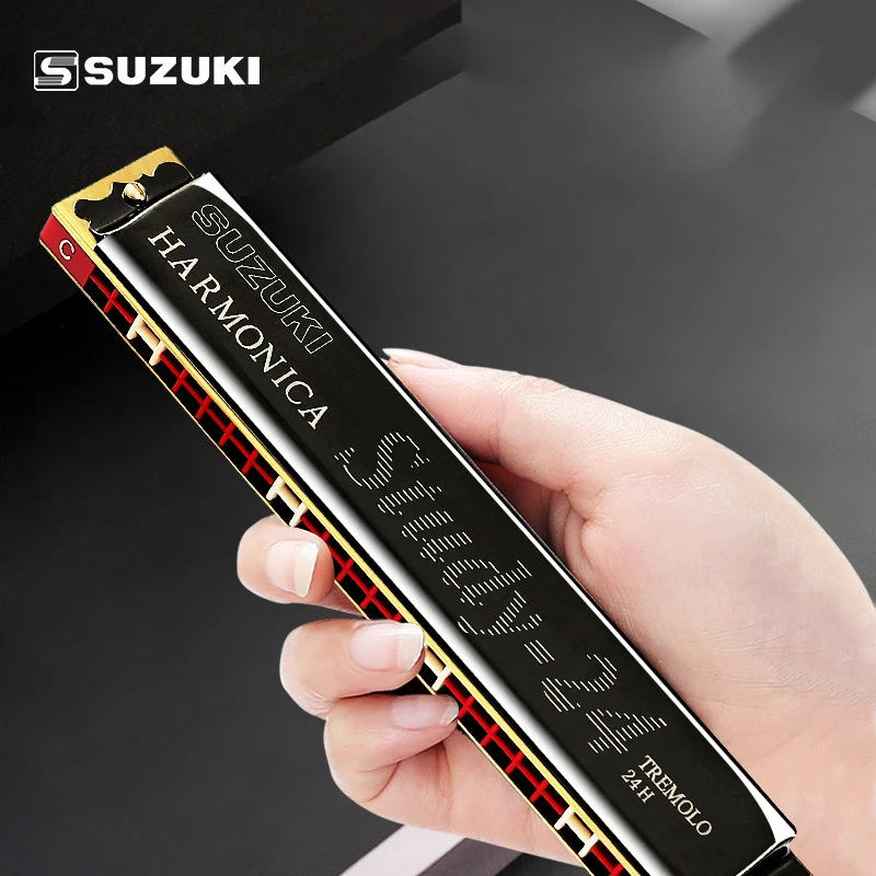 

Губная гармошка SUZUKI Harmonica STUDY, 24 отверстия, профессиональная, с тромболо, полифоническая, Gaita, Jew's Harp, с чехлом, музыкальный инструмент, тональность C