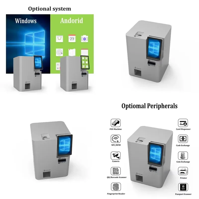 for Estar Desktop Cash Coin Payment Kiosk Touch Screen with Barcode Scanner Coin Acceptor for Mall