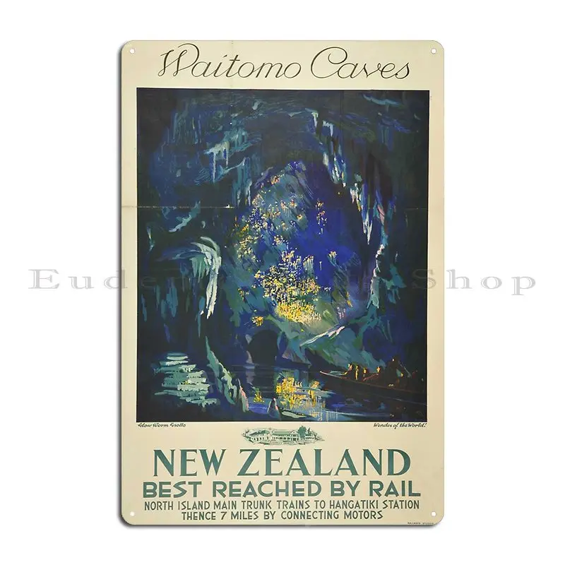 Waitomo Caves Vintage Nz Rail Travel Poser Metal Signs Club Living Room Designing Designs Vintage Tin Sign Poster