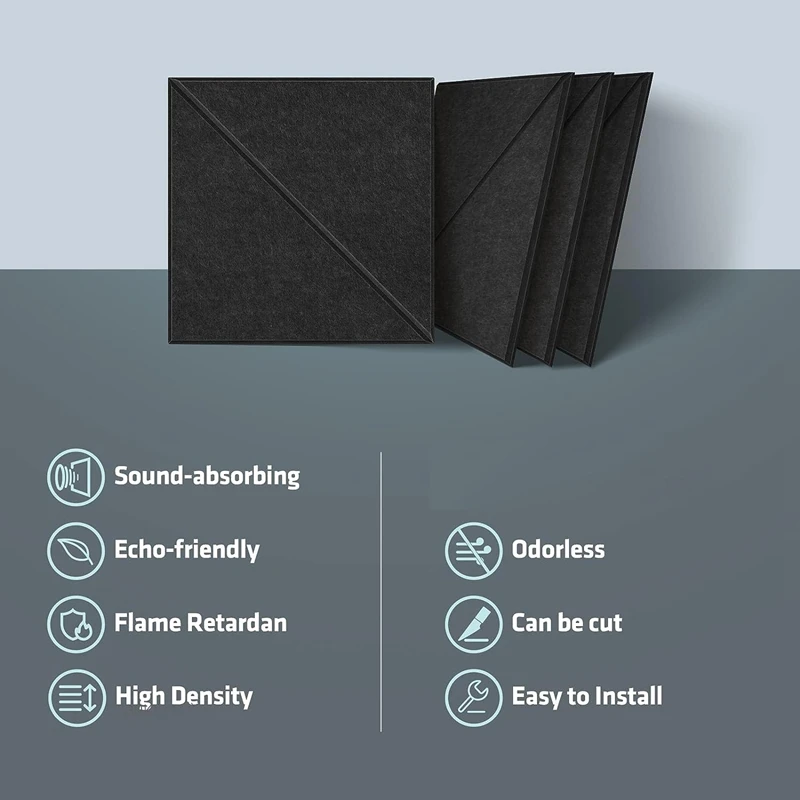 12 Pack Acoustic Panels, 12 X 12Inch Decorative Soundproofing Panels, Wall And Ceiling Acoustical Panels