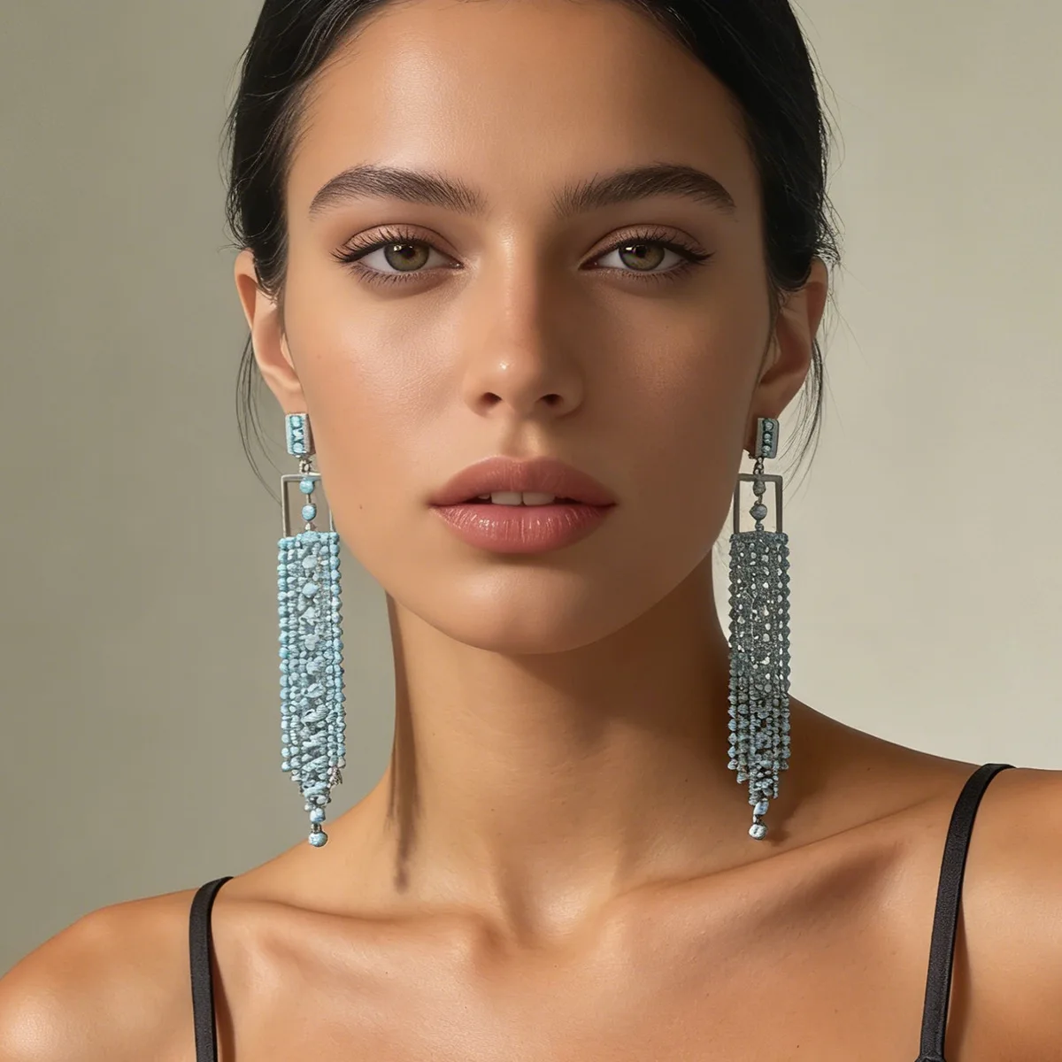 Cross-Border-Mode: Lange geometrische Quasten-Ohrringe – Luxuriöser, hochwertiger und exquisiter Ohrschmuck für Damen