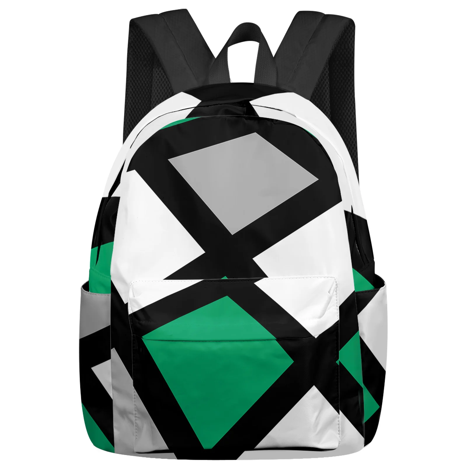 Jade Green Black Grey Geometric Square Backpacks Teenagers Student School Bags Laptop Backpack Men Women Female Travel Mochila