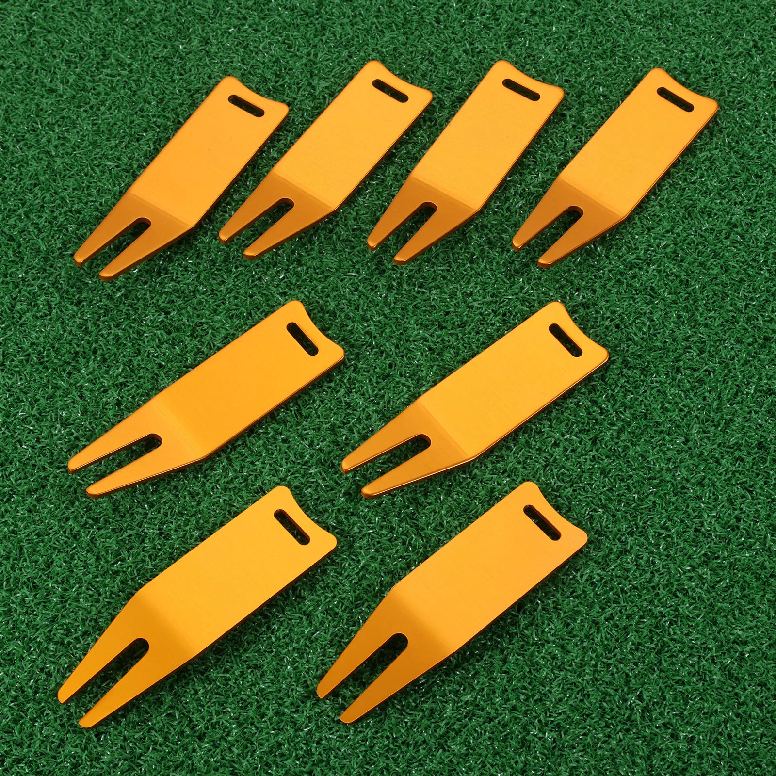 

8pcs Gold Aluminum Alloy Golf Divot Repair Tool Accessories Portable Green Fork Balls Marker Lawn Fixed 7.6 x 1.7cm