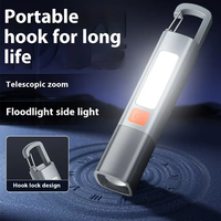 Strong Lighting ABS Flashlamp USB Charging Portable Outdoor EDC Torch Camping Hanging Flashlights Telescopic Focus COB Side Lamp