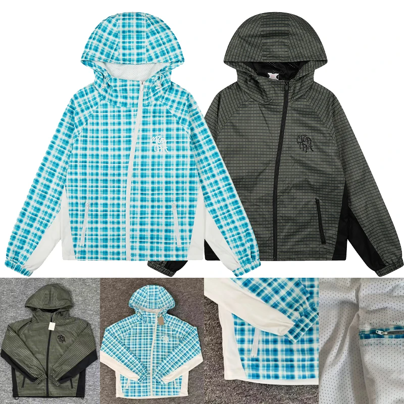 

Streetwear Brand MERTRA Jacket Fashionable Plaid Print Zipper Outerwear High-quality Casual Hooded Windbreaker Mertra Jackets