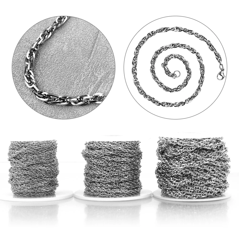 

10 ярдов/лот, 2/2,5/3 мм, модные цепочки из нержавеющей стали, дизайнерские звеньевые цепи для изготовления ювелирных изделий, DIY, для женщин и мужчин, для ожерелий и браслетов