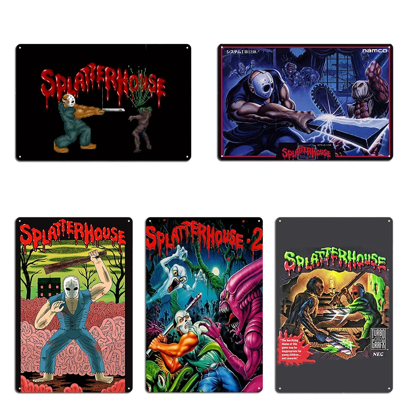 Splatterhouse House of Splatter Redux Blue Edition Metal Pub Plates Design Retro Poster Customize Tin Sign Poster
