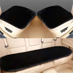 3 pcs Winter Plush Rabbit Fur Car Seat Cushion Winter Warmth Thickened Wool One Piece Square Cushion for Main Driver or Co-pilot